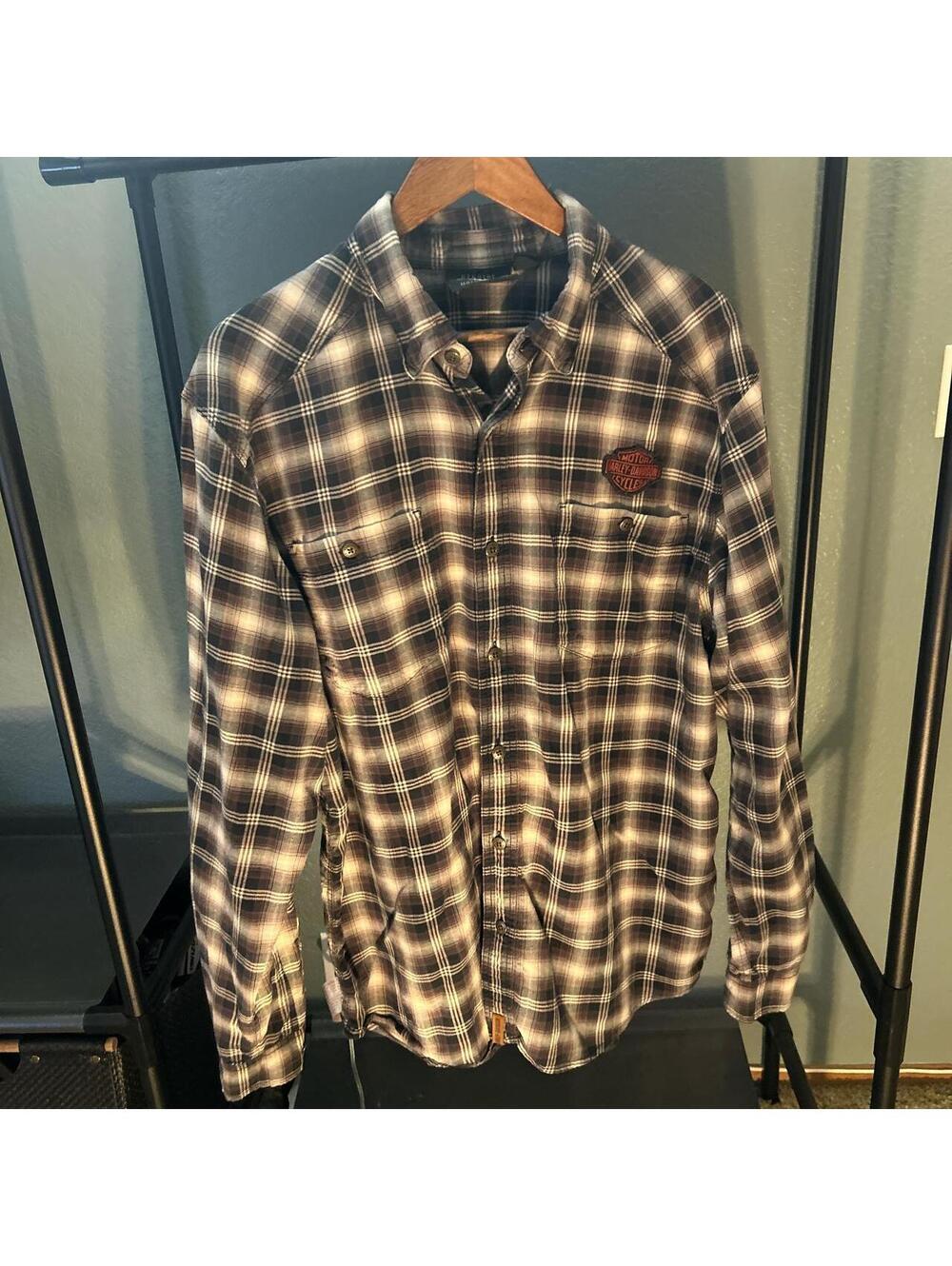 Black/white/brown Harley Davidson vintage flannel